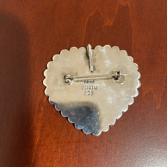 *Price Firm* Sterling Silver Heart with Cross Pin and Pendant - Picture 4 of 6